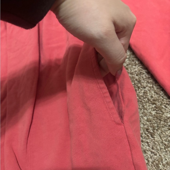 Anthropologie Off the shoulder dress with pockets  size Large 100% Cotton coral - Picture 4 of 7